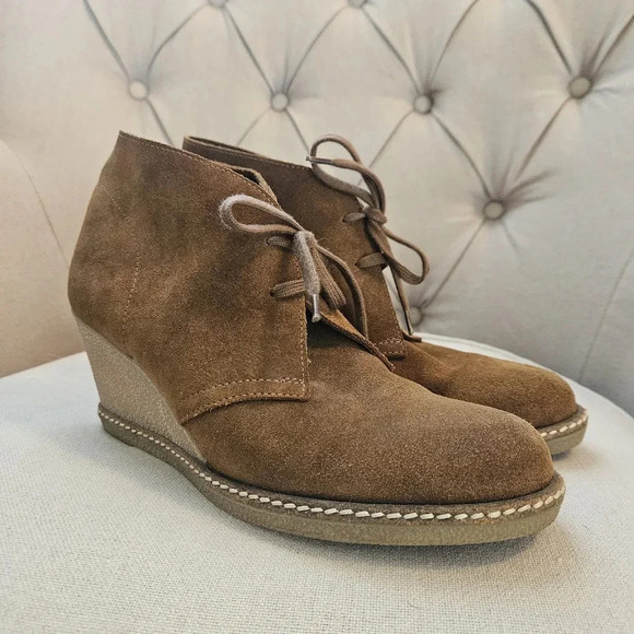 J. Crew MacAlister Brown Suede Leather Wedge Booties 9 - Picture 11 of 11
